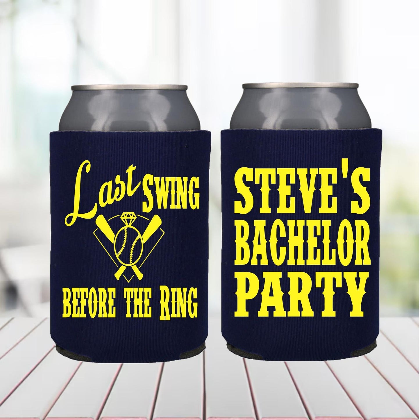 Personalized Baseball Bachelor Party Can Cooler: Last Swing Before the Ring