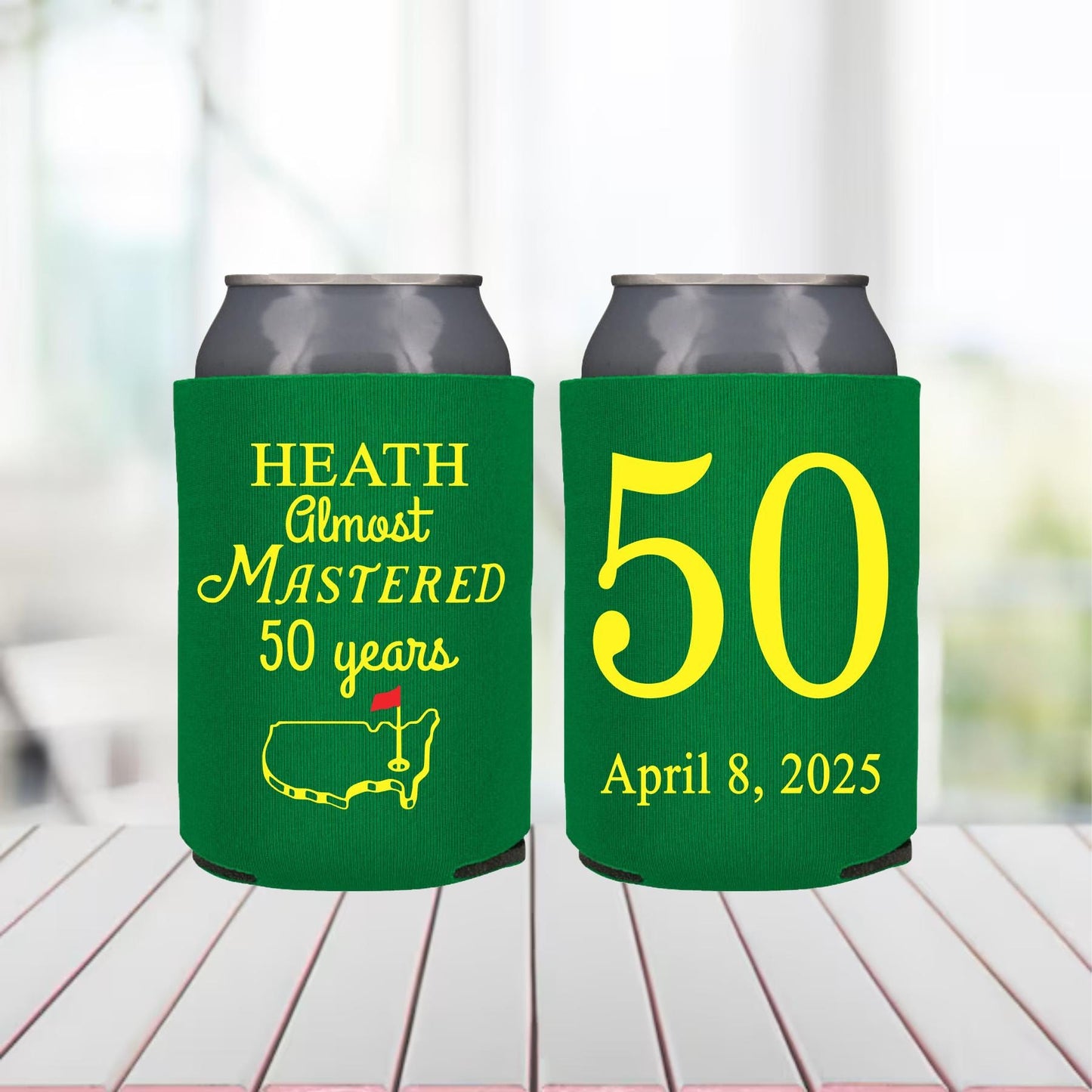 Personalized 50th Birthday Golf Party Can Cooler Favor