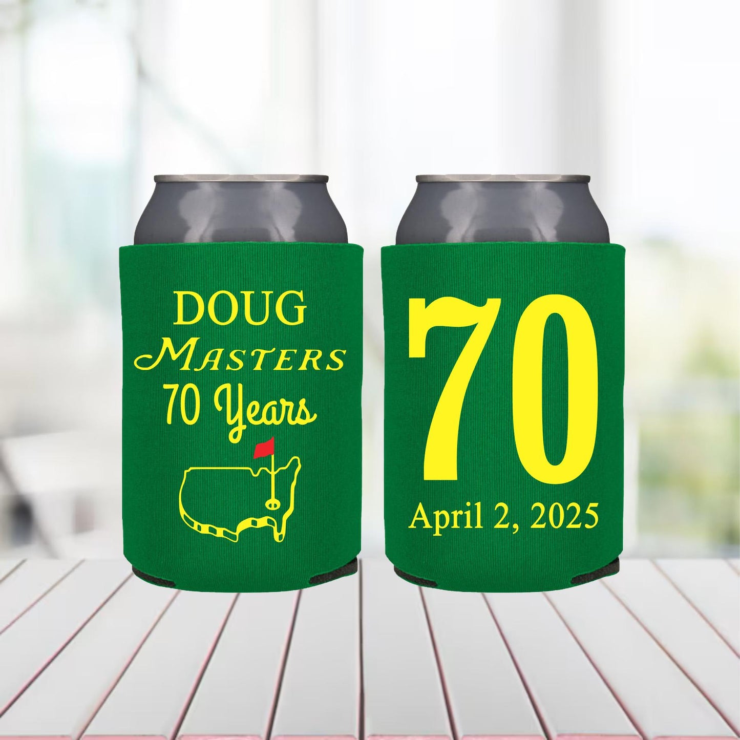 Mastered 70th Birthday Can Coolers: Golf Party Favors