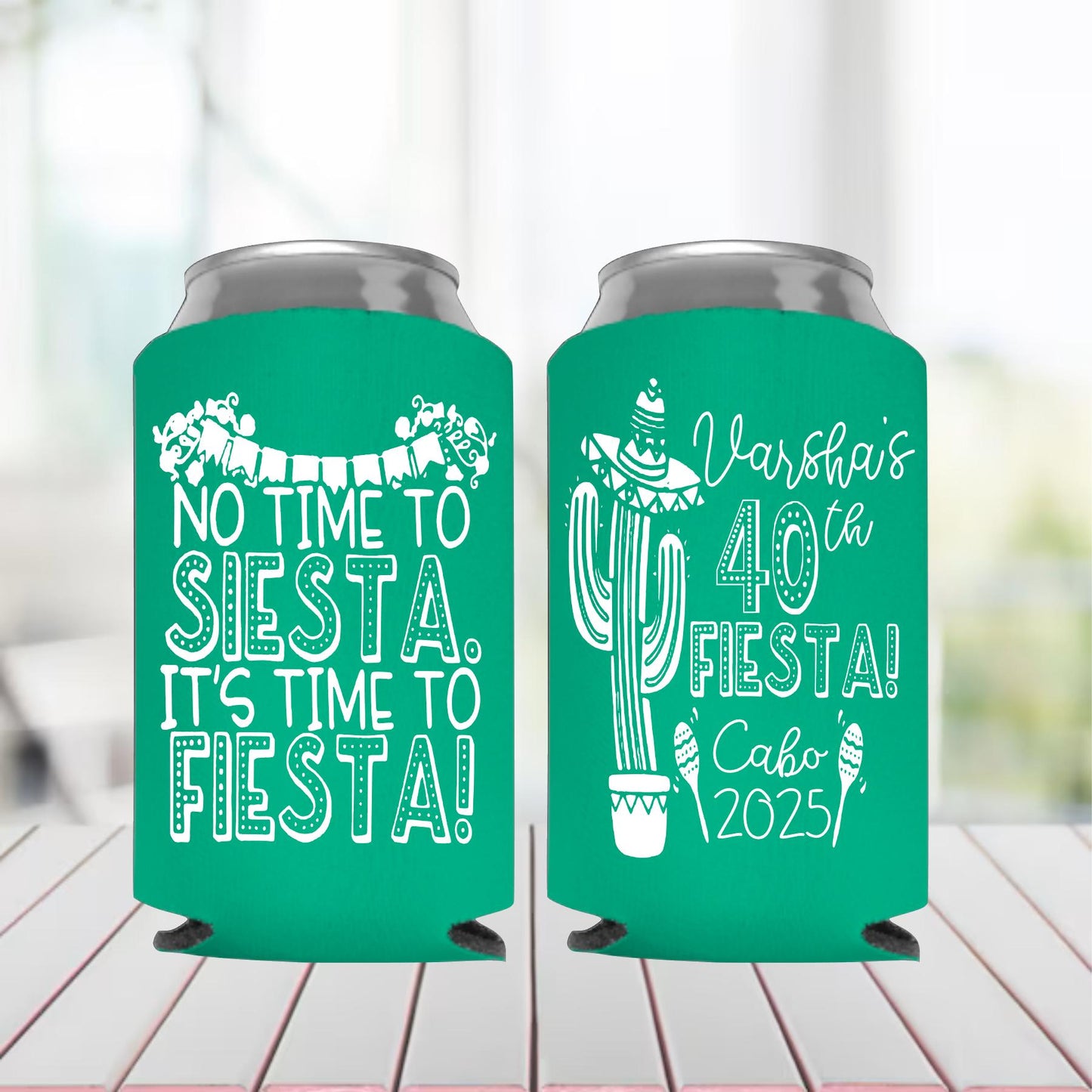 40th Birthday Fiesta Can Cooler: Personalized Cinco De Mayo Party Favor