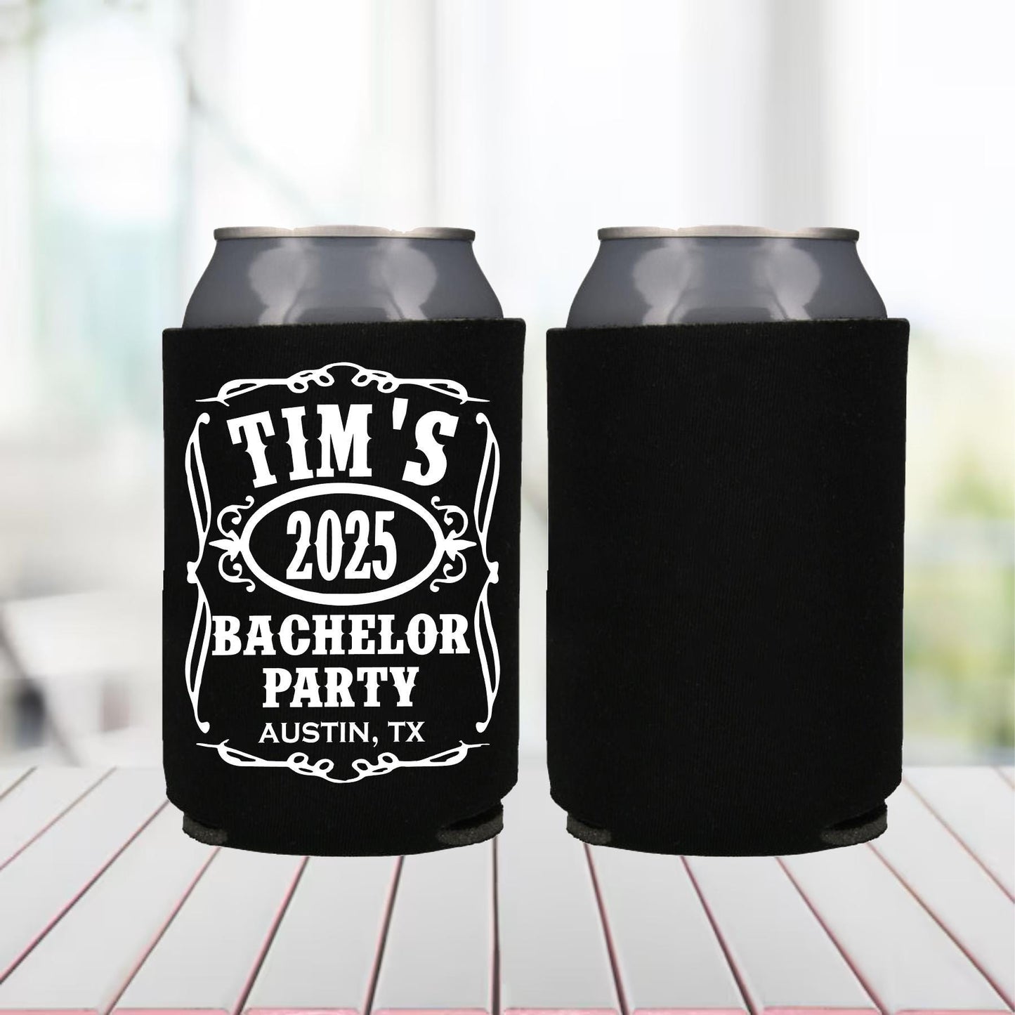 Personalized Whiskey Can Cooler: Bachelor Party Favor