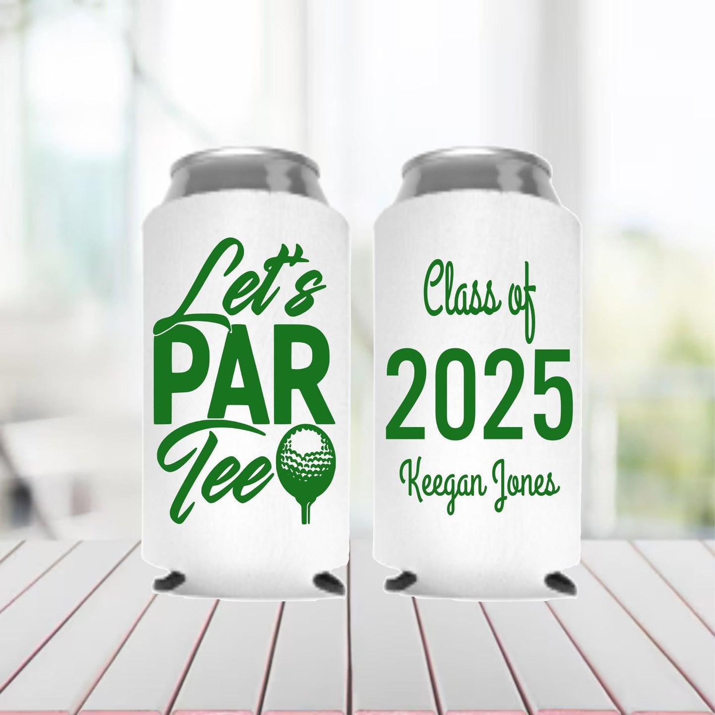 Personalized Slim Can Cooler: Golfing Bachelor Party Favor
