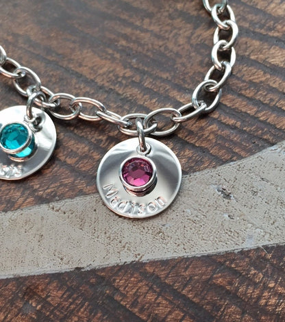 Grandma Bracelet Gift for Mom Handstamped Charm Bracelet  Personalized Bracelet  Mother's Day Gift Charm Bracelet  Hand Stamped Bracelet