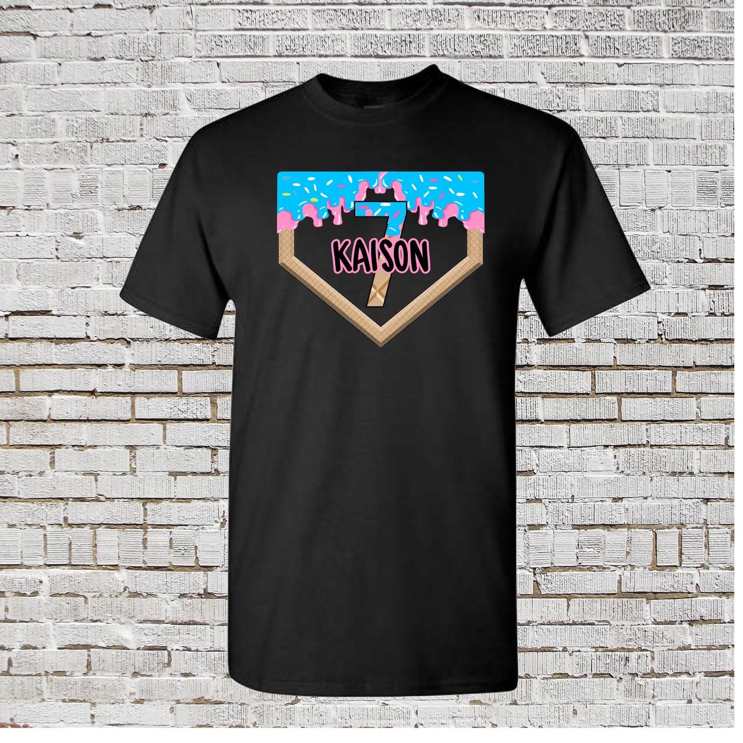 Customizable Ice Cream Drip Birthday Shirt: Sports Theme, PosiCharge Polyester