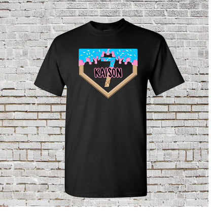 Customizable Ice Cream Drip Birthday Shirt: Sports Theme, PosiCharge Polyester