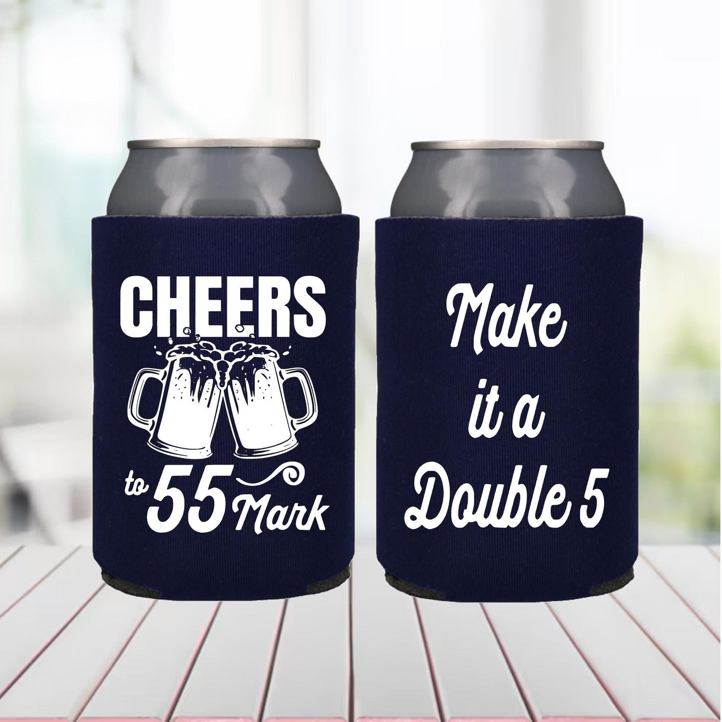 Personalized 55th Birthday Can Coolers: Cheers to 55 Years Party Favors