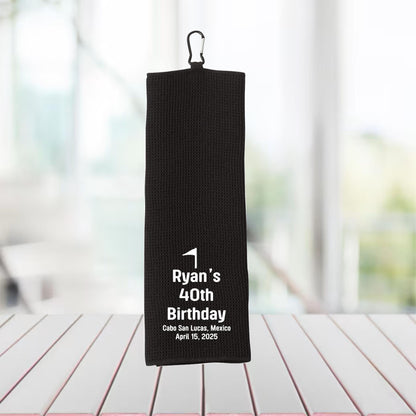 Personalized 40th Birthday Golf Towel: Golf Party Favor