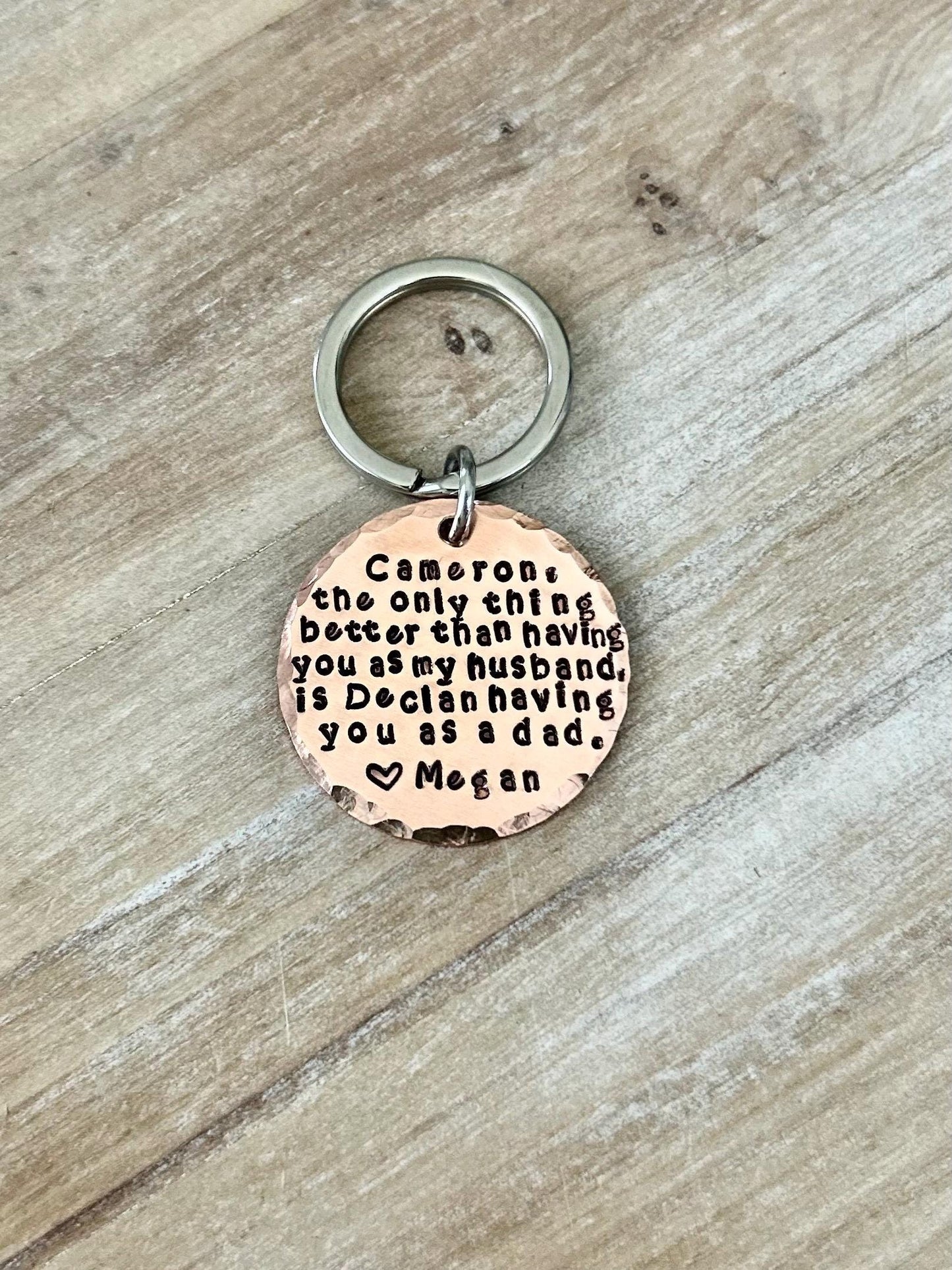 Dad Keychain Husband Keychain Handstamped Keychain Personalized Keychain Copper Keychain Quote Keychain Anniversary Gift Gift for new dad