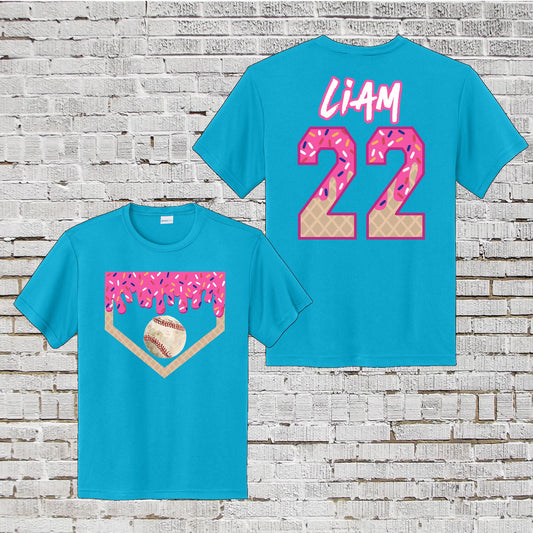 Custom Baseball Birthday Shirt: Dri-Fit Ice Cream Number Tee