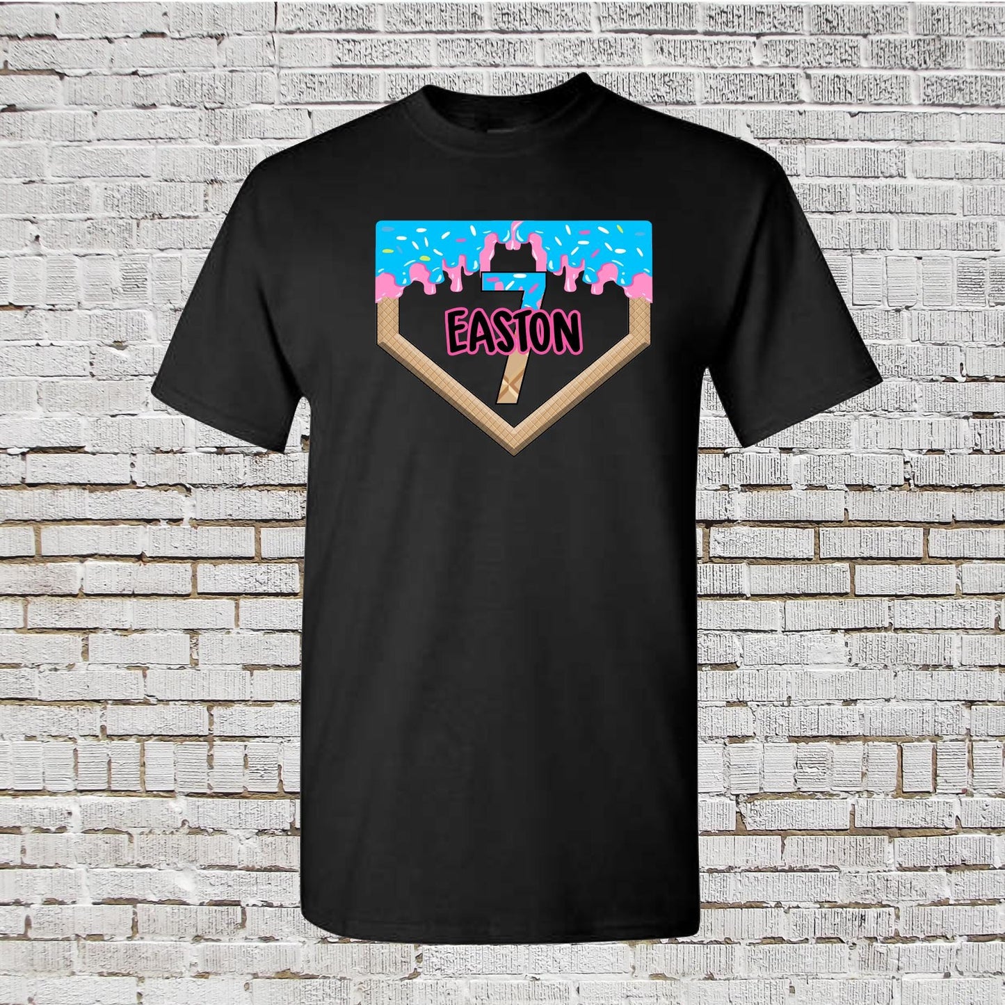 Customizable Ice Cream Drip Birthday Shirt: Sports Theme, PosiCharge Polyester