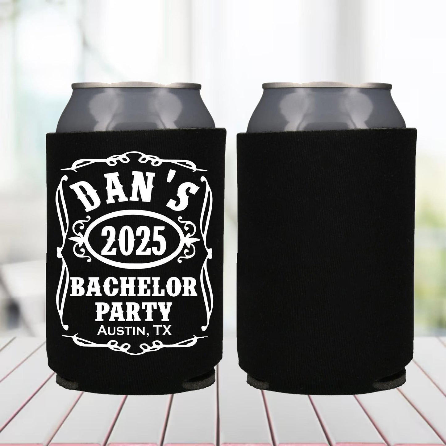Personalized Whiskey Can Cooler: Bachelor Party Favor