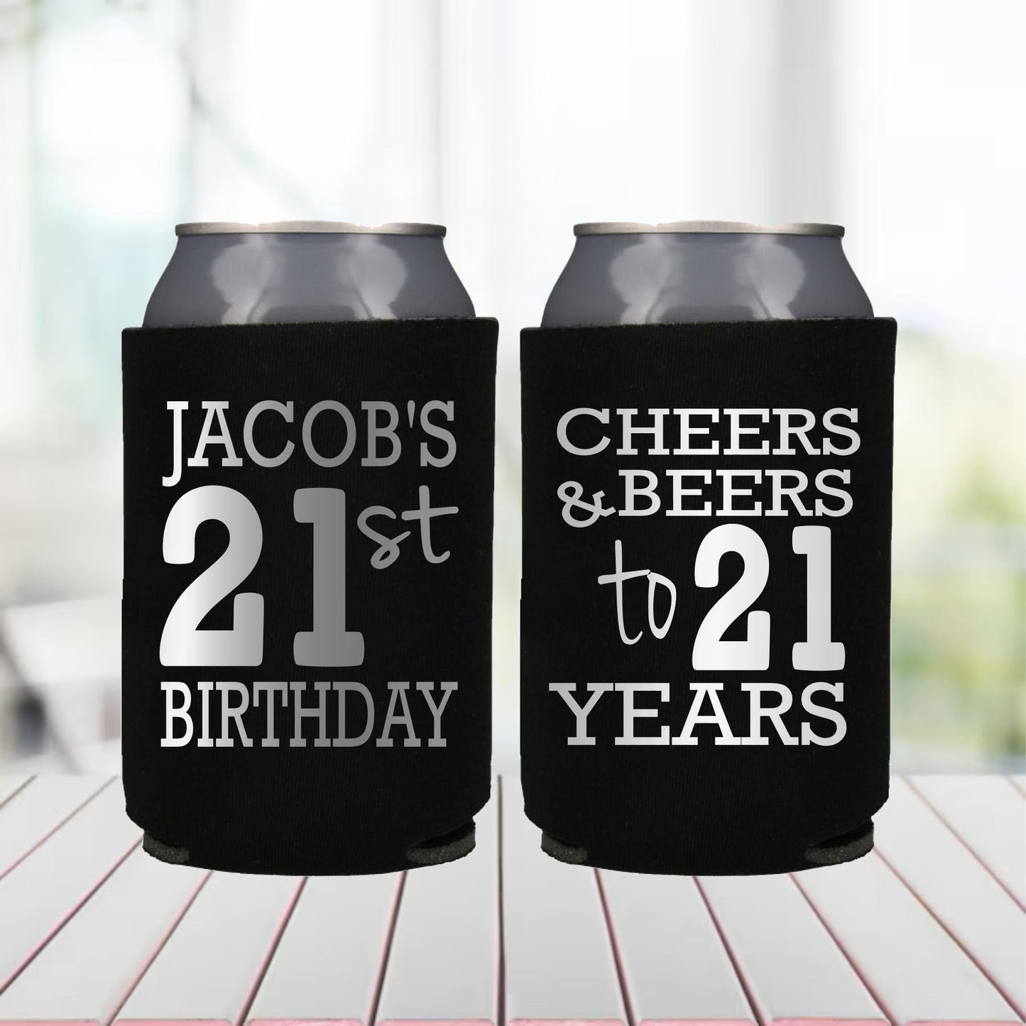 Personalized 21st Birthday Can Coolers: Legal AF Party Favors