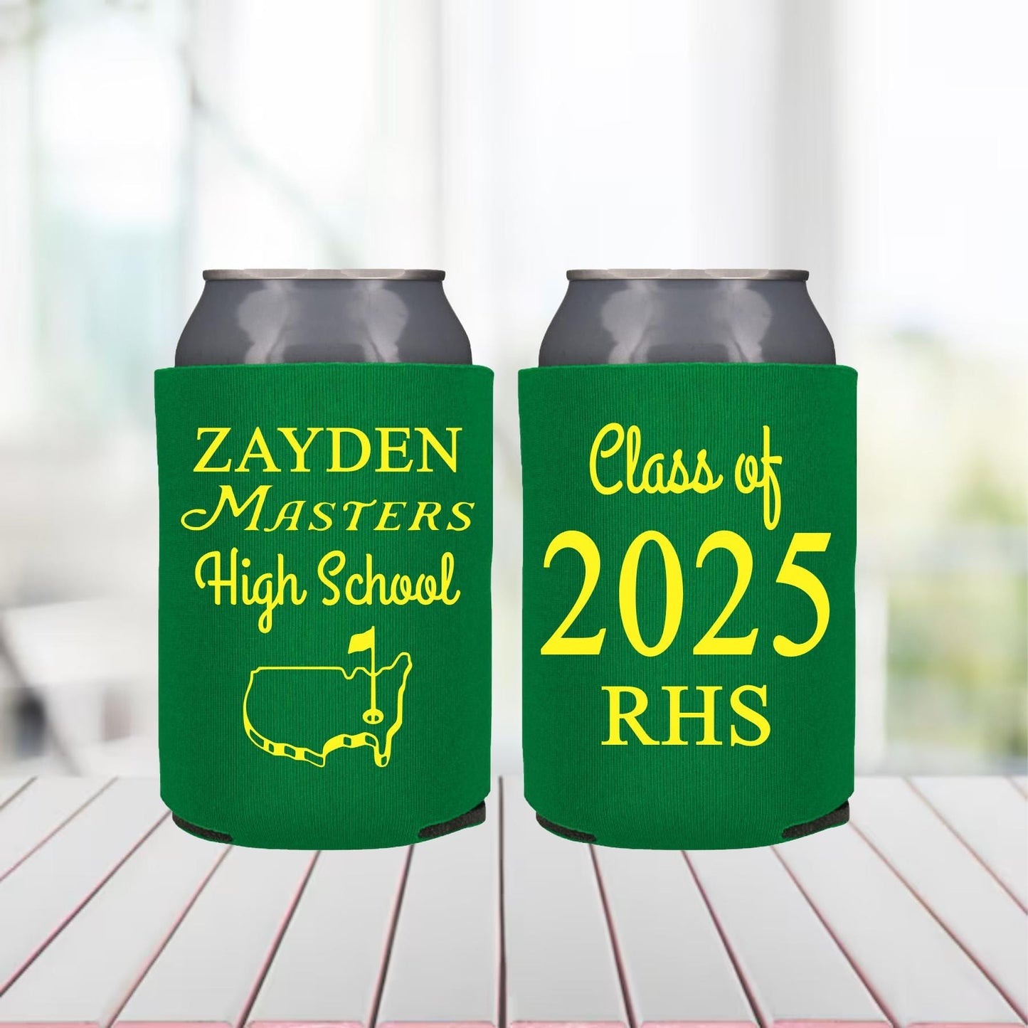 Golf Graduation Party Favor: Personalized Can Cooler