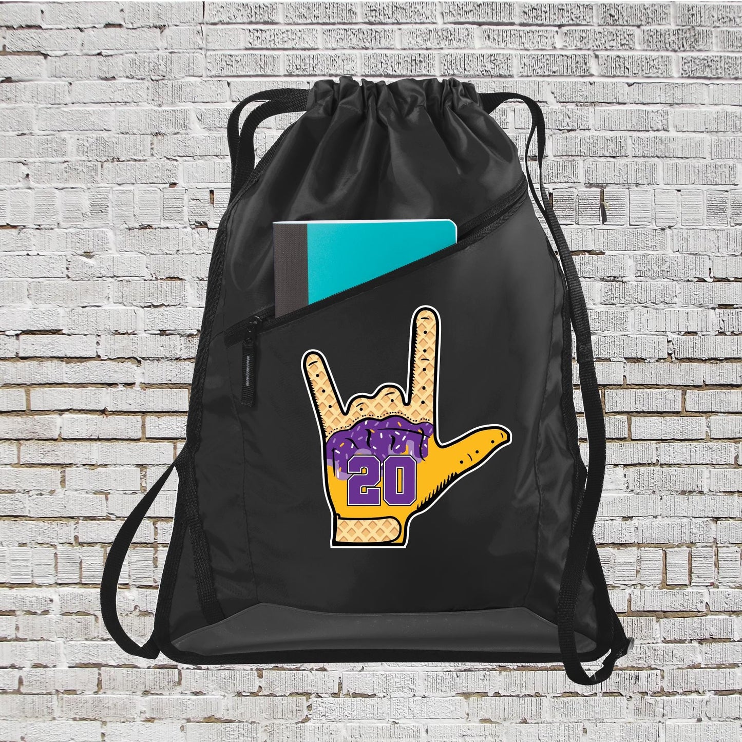 Personalized Baseball Backpack: Custom Number, Ice Cream Drip Gloves
