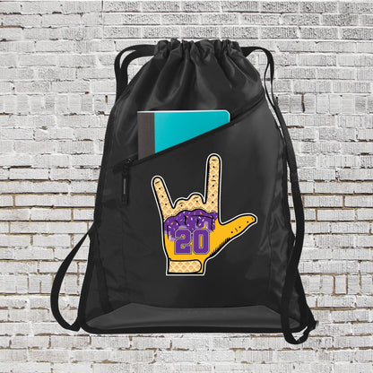 Personalized Baseball Backpack: Custom Number, Ice Cream Drip Gloves