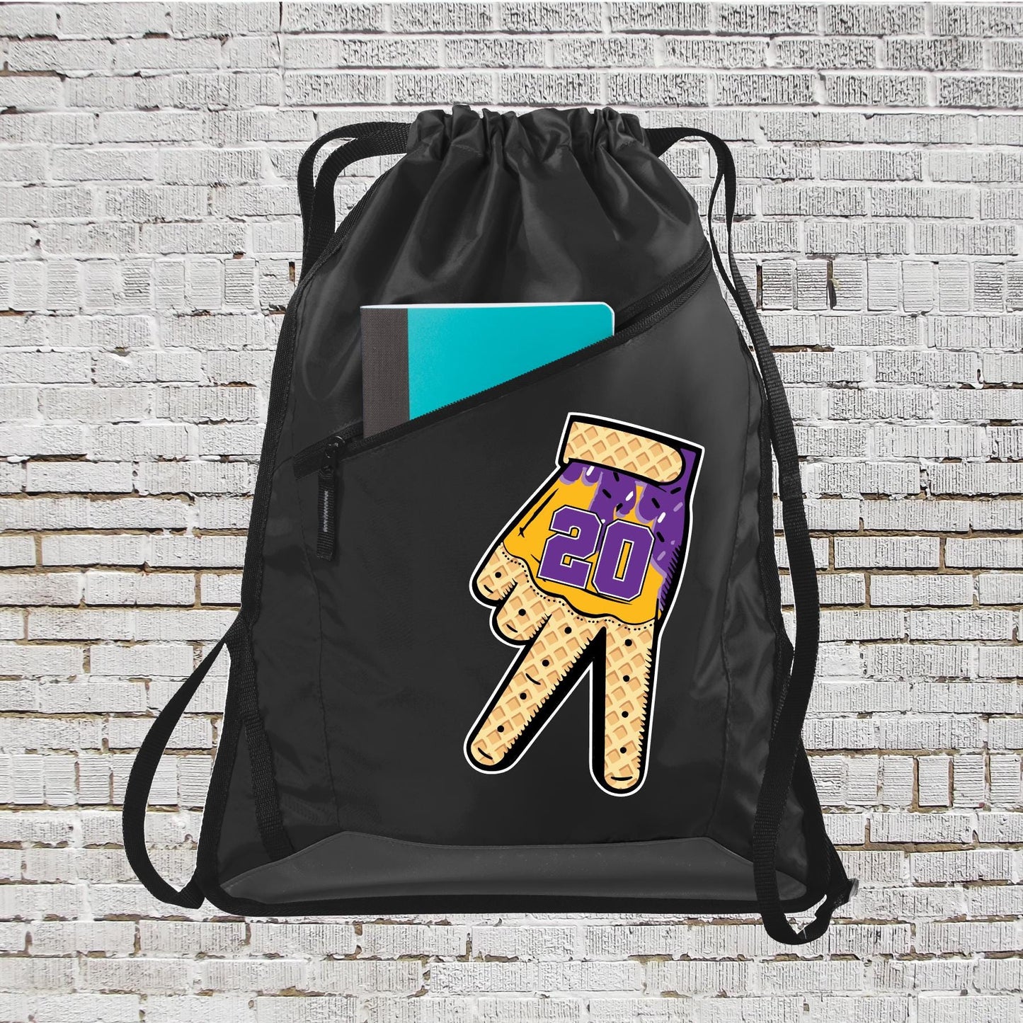 Personalized Baseball Backpack: Custom Number, Ice Cream Drip Gloves