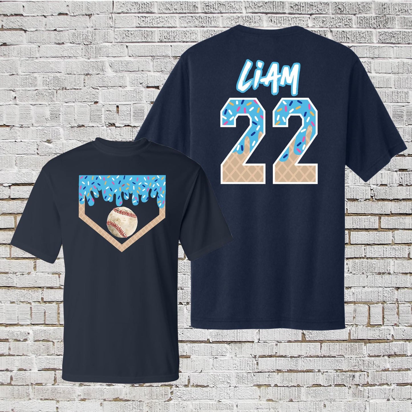 Custom Baseball Birthday Shirt: Dri-Fit Ice Cream Number Tee
