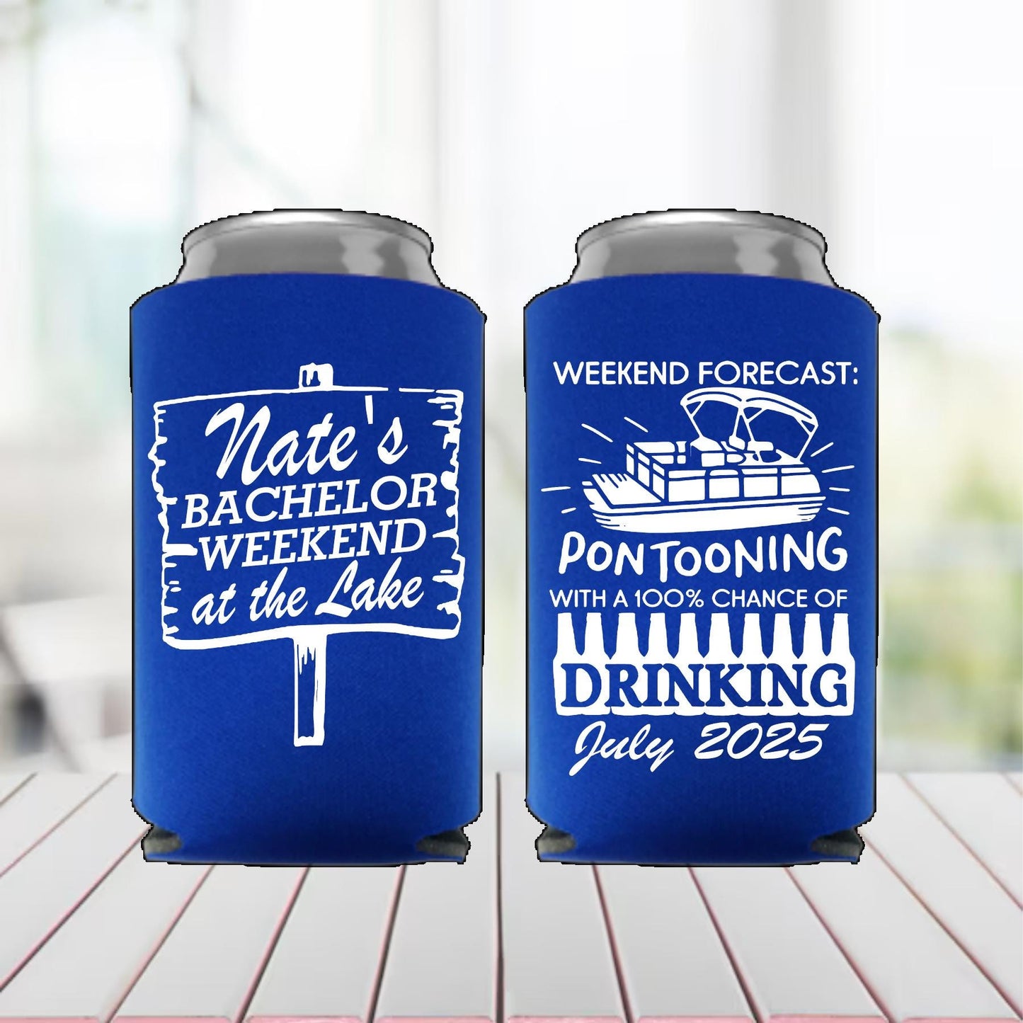 Personalized Boating Can Cooler: Bachelor Party Lake Favor