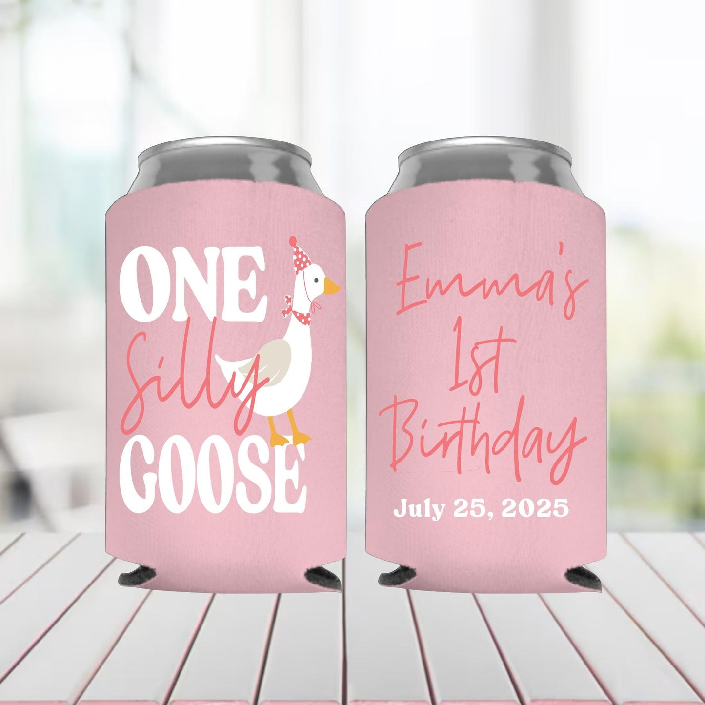 Silly Goose 1st Birthday Can Coolers: Personalized Party Favors