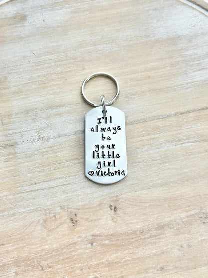 Father of the Bride Keychain – Personalized Wedding Gift from Daughter | Sentimental Keepsake for Dad | Aluminum Hand stamped Key Ring