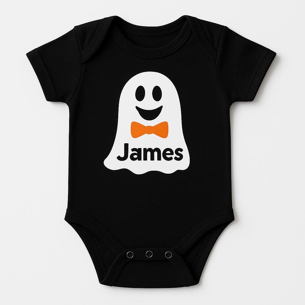 Personalized Baby Ghost Onesie: Custom Halloween Bodysuit