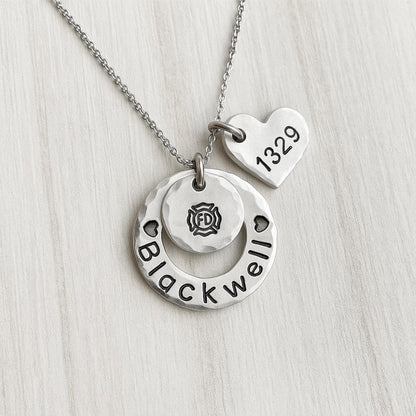 Personalized Firefighter Necklace – Fireman Wife Gift – Custom Name Jewelry – Maltese Cross Necklace – Firefighter Girlfriend Gift