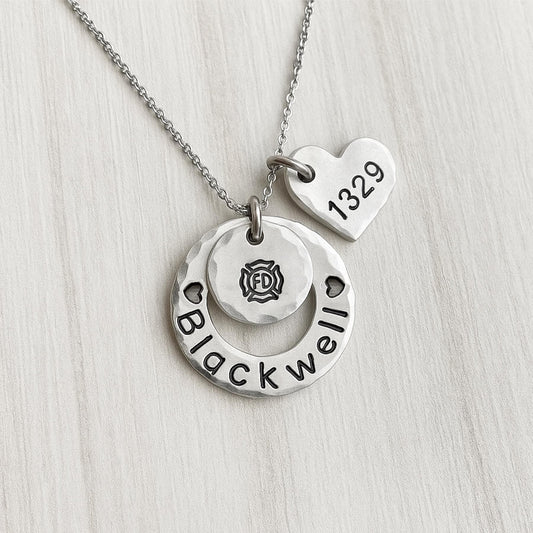 Personalized Firefighter Necklace – Fireman Wife Gift – Custom Name Jewelry – Maltese Cross Necklace – Firefighter Girlfriend Gift