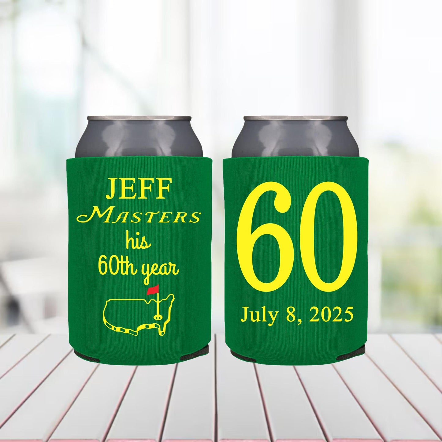 60th Golf Birthday, Mastered 60 Years Party, 60 Years Birthday, Golf Party Favors, Golf Birthday Can Coolers, Custom Golf Party Favors