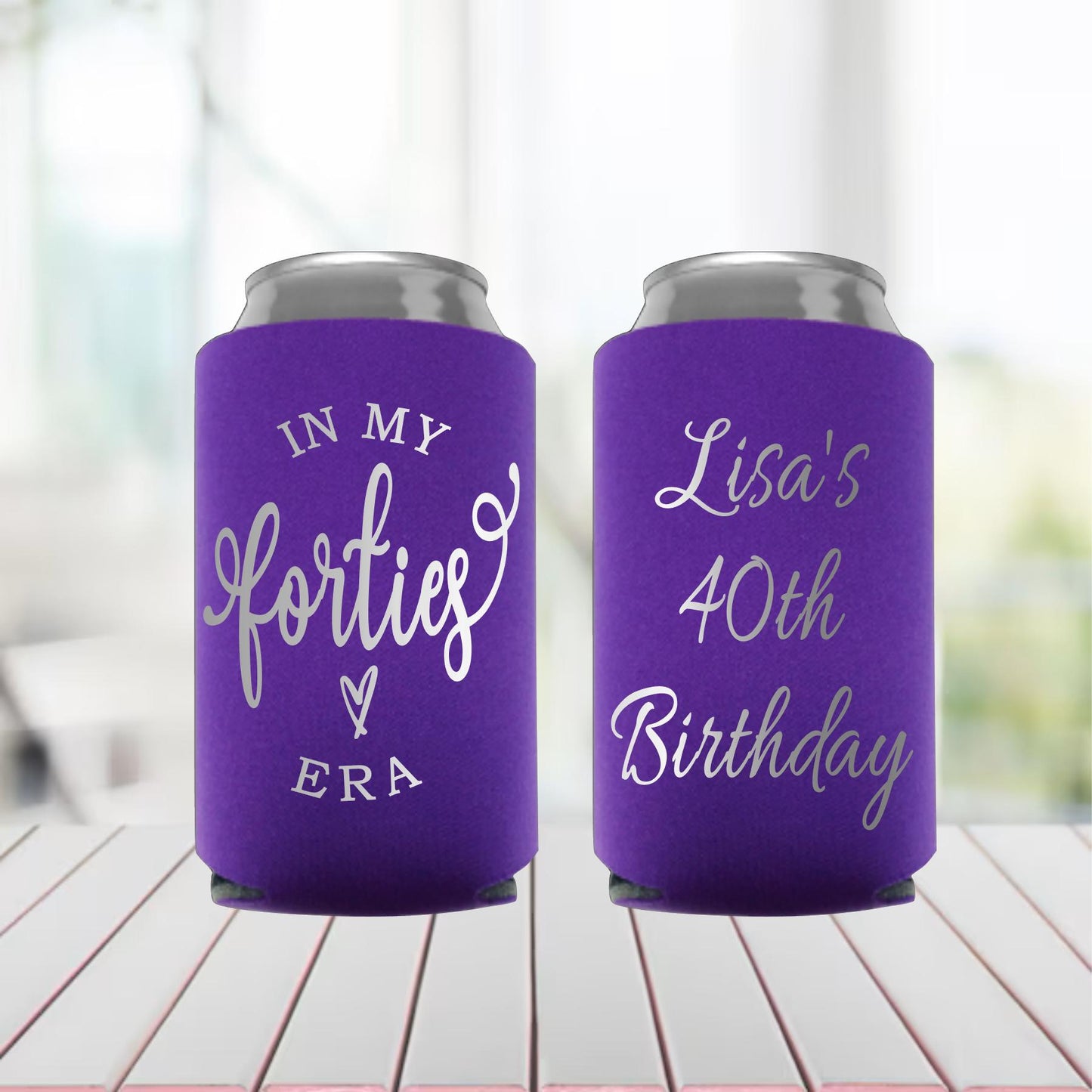 40th Birthday Can Coolers: In My Forties Era Party Favors