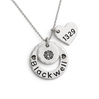 Personalized Firefighter Necklace – Fireman Wife Gift – Custom Name Jewelry – Maltese Cross Necklace – Firefighter Girlfriend Gift