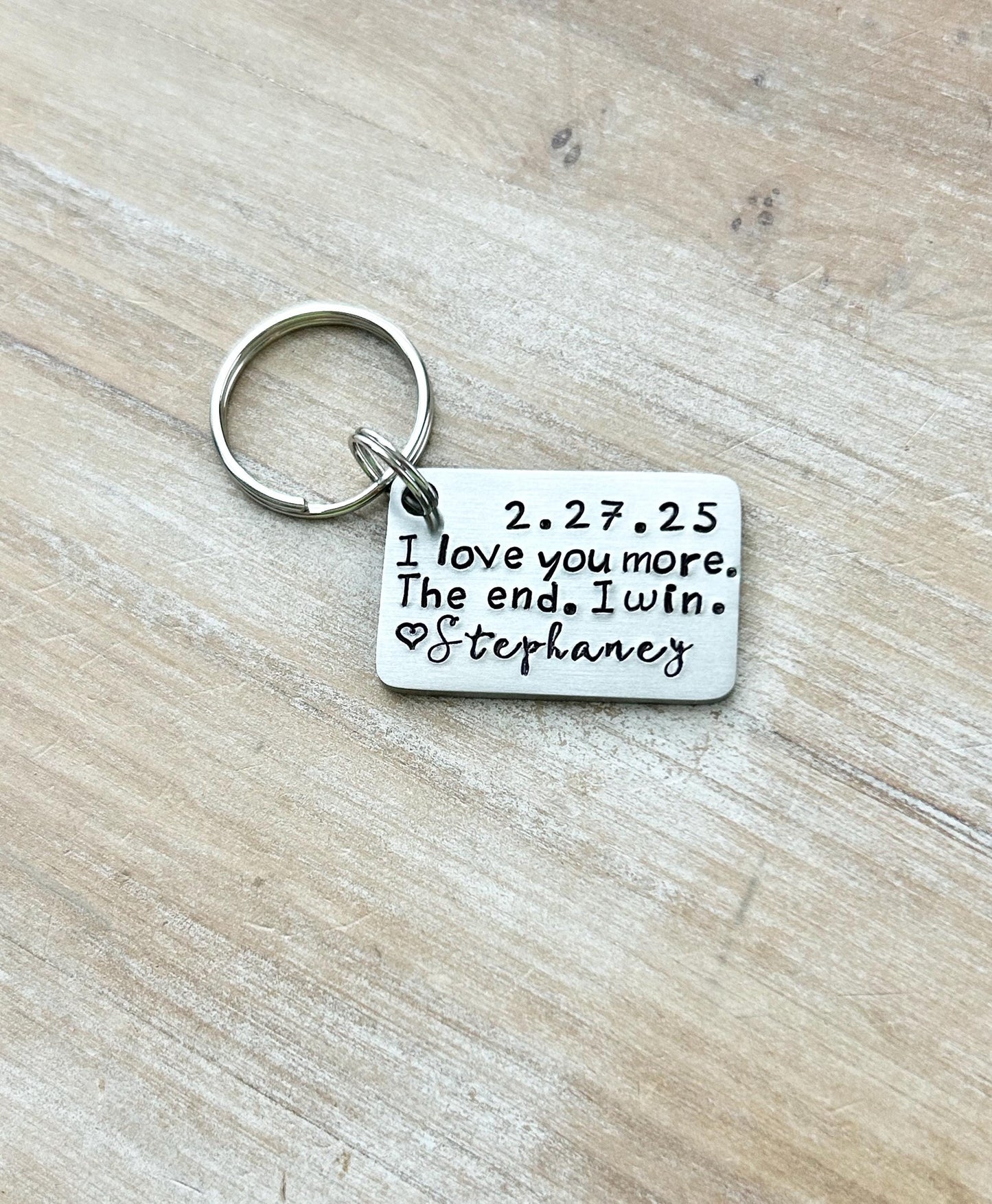Funny Love Keychain – I Love You More The End I Win – Personalized Gift for Him – Valentines Day Gift – Husband Boyfriend Key Ring