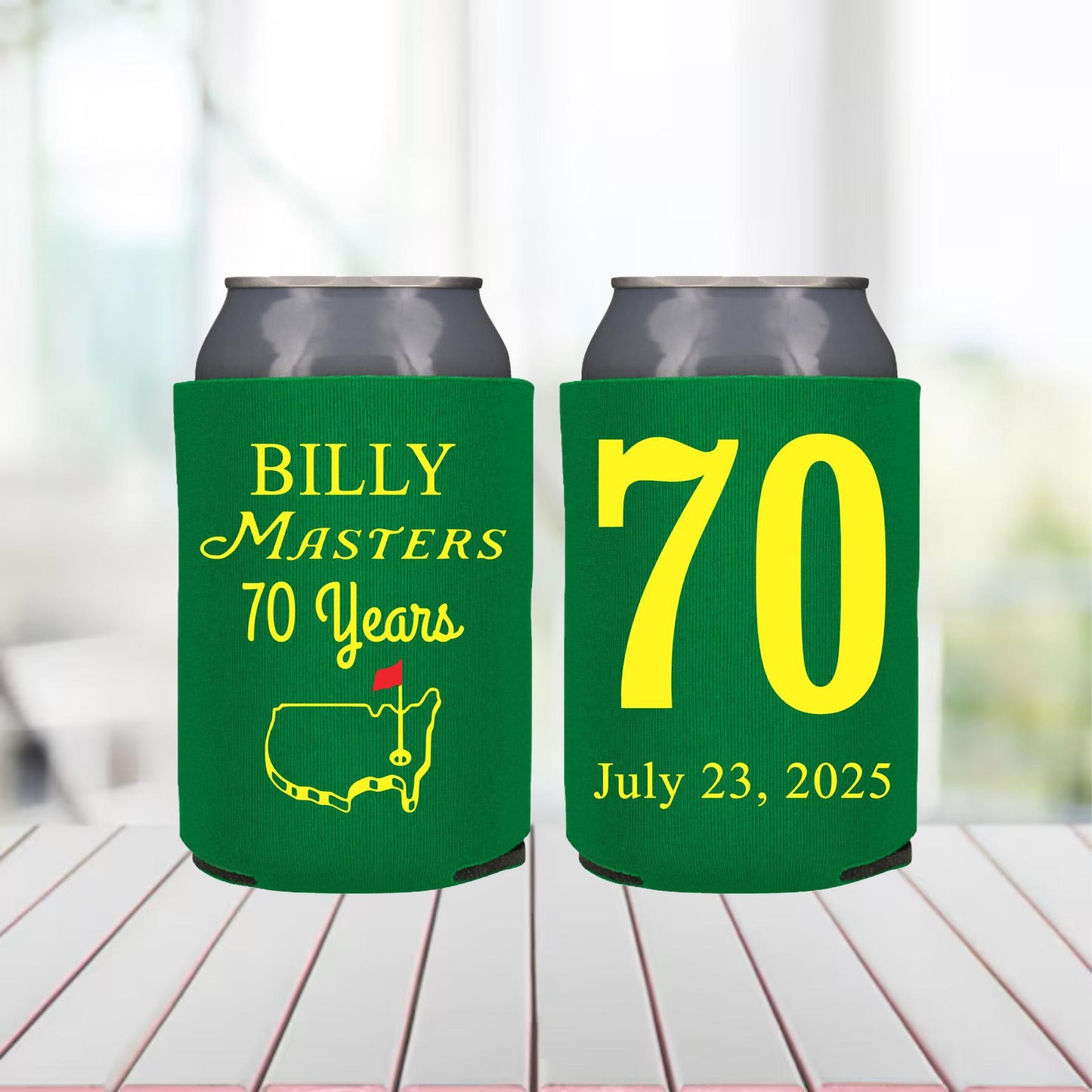 Mastered 70th Birthday Can Coolers: Golf Party Favors