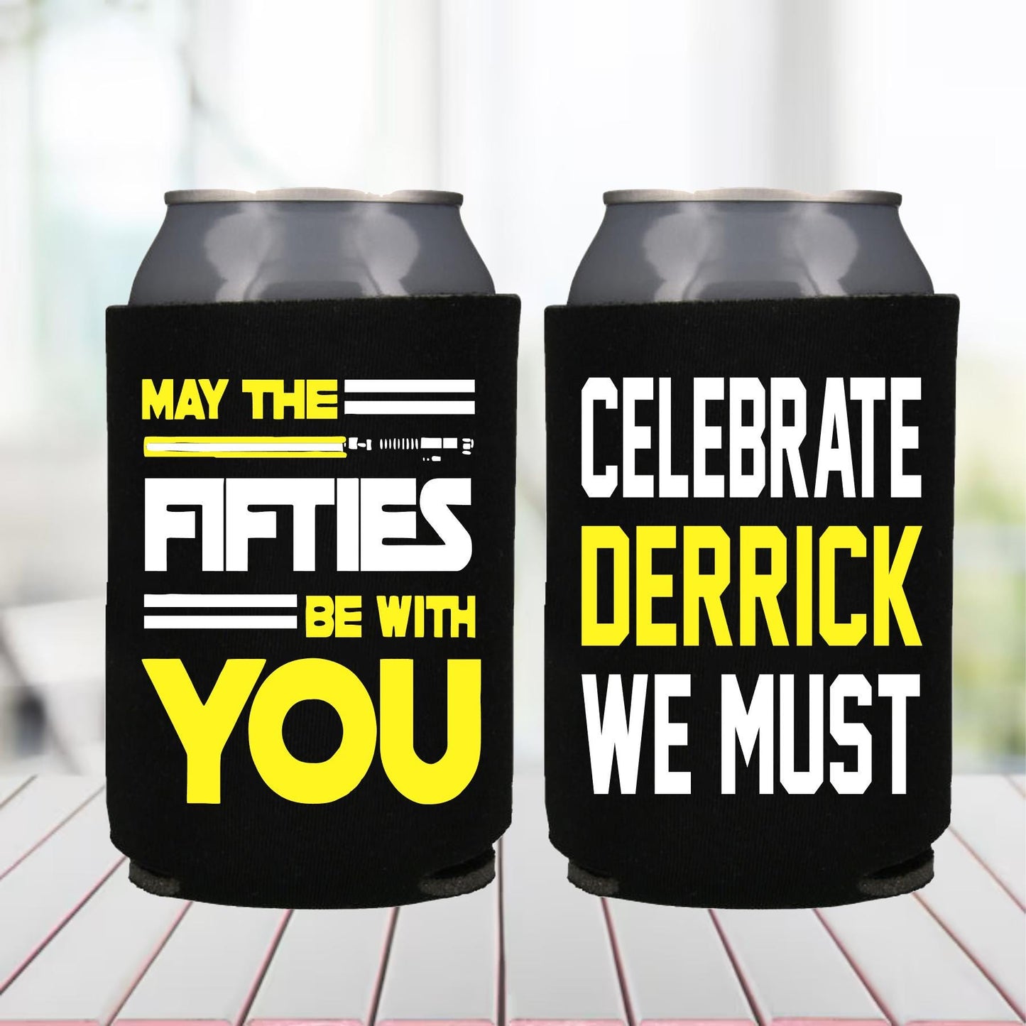 50th Birthday Can Coolers: Star Wars Theme Party Favors