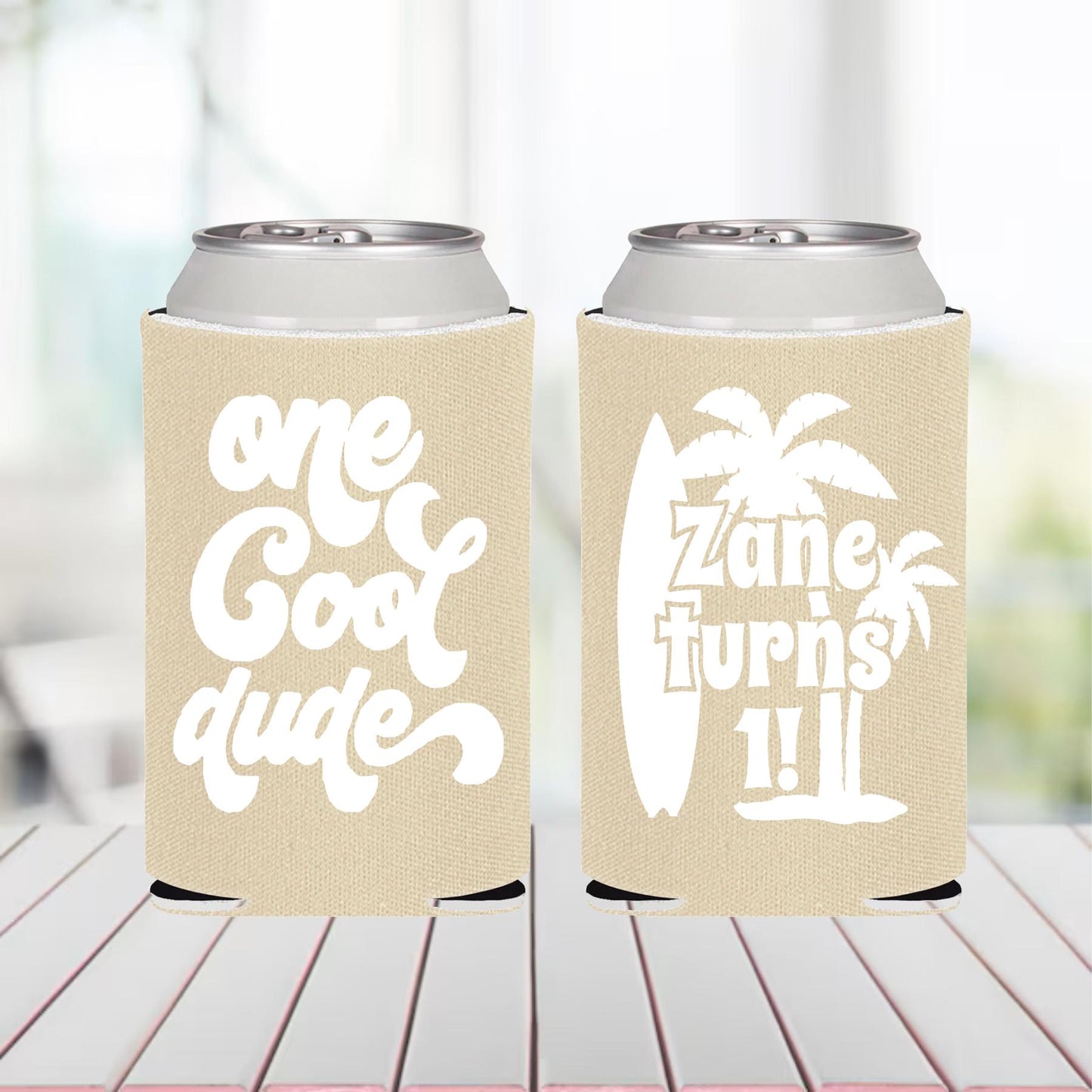 One Cool Dude Can Cooler, Retro Wave Birthday Favor, First Birthday Can, Wave Birthday, Surf 1st Birthday, Surfer Party Favor, Surfing First