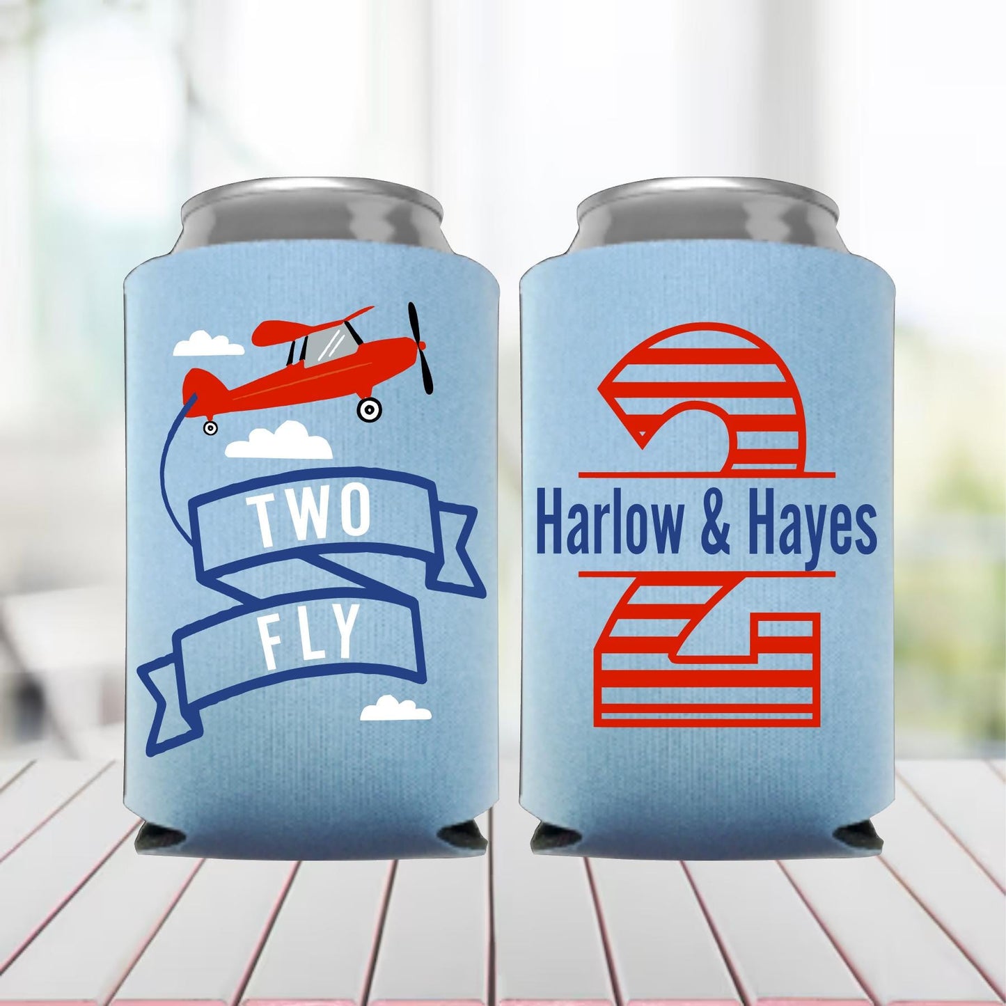 Vintage Airplane Birthday Favor: Personalized Kids' Party Can Cooler