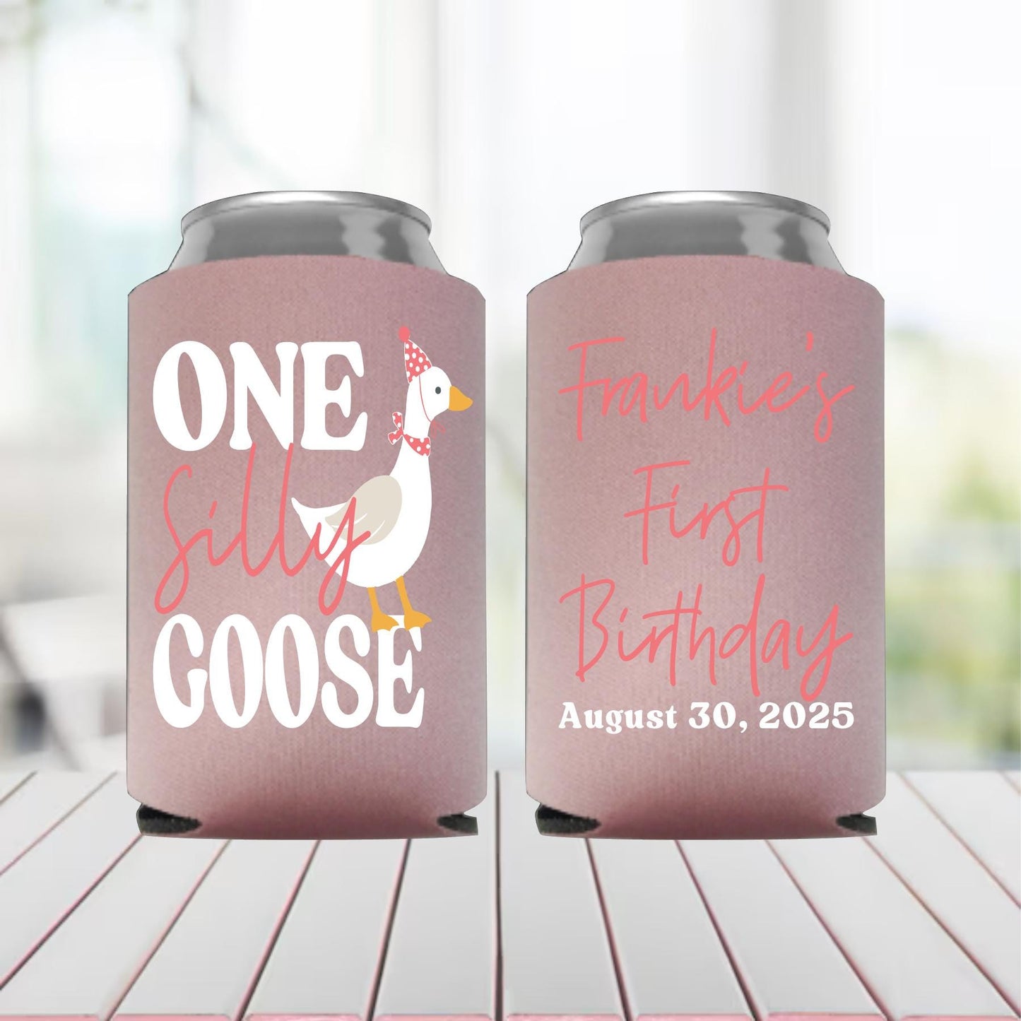Silly Goose 1st Birthday Can Coolers: Personalized Party Favors