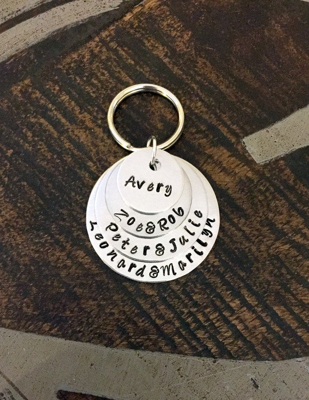 Name Keychain Handstamped Keychain Personalized Keychain Custom Keychain Custom Gift Gift for Mom Gift for Sister Dad Keychain