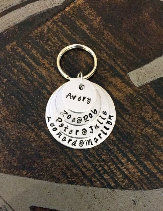 Name Keychain Handstamped Keychain Personalized Keychain Custom Keychain Custom Gift Gift for Mom Gift for Sister Dad Keychain