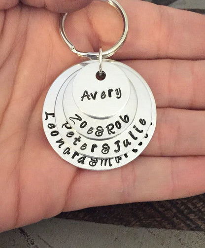 Name Keychain Handstamped Keychain Personalized Keychain Custom Keychain Custom Gift Gift for Mom Gift for Sister Dad Keychain