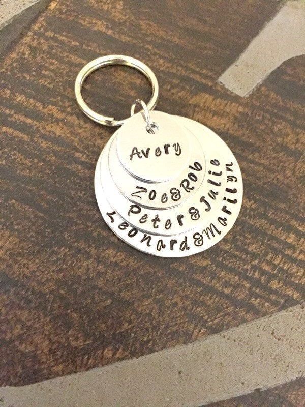 Name Keychain Handstamped Keychain Personalized Keychain Custom Keychain Custom Gift Gift for Mom Gift for Sister Dad Keychain
