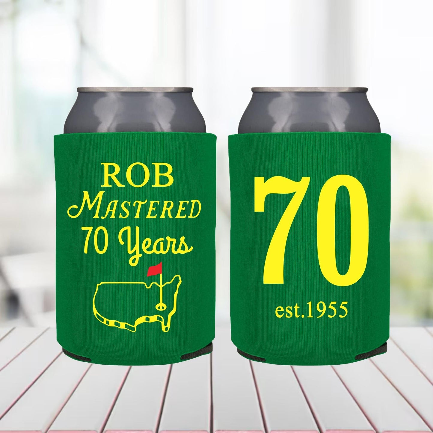 Mastered 70th Birthday Can Coolers: Golf Party Favors