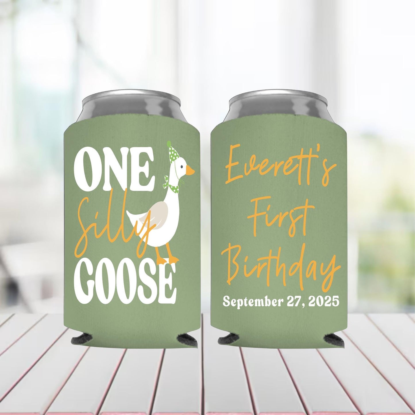 Silly Goose 1st Birthday Can Coolers: Personalized Party Favors