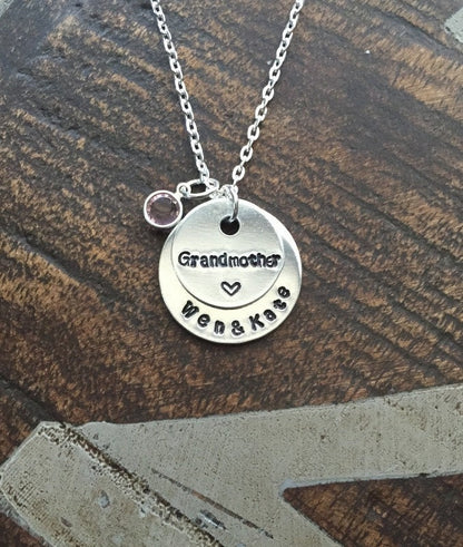 Grandma Necklace Grandchild Necklace Personalized Necklace Personalized Jewelry Handstamped Necklace