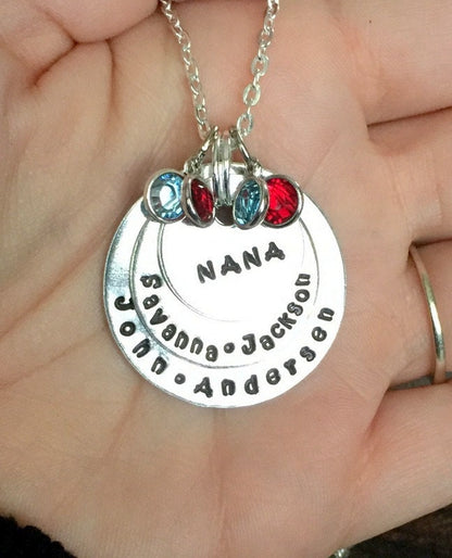 Nana Necklace Nana Jewelry Personalized Jewelry Handstamped Jewelry Name Necklace Grandma Necklace Grandma Jewelry