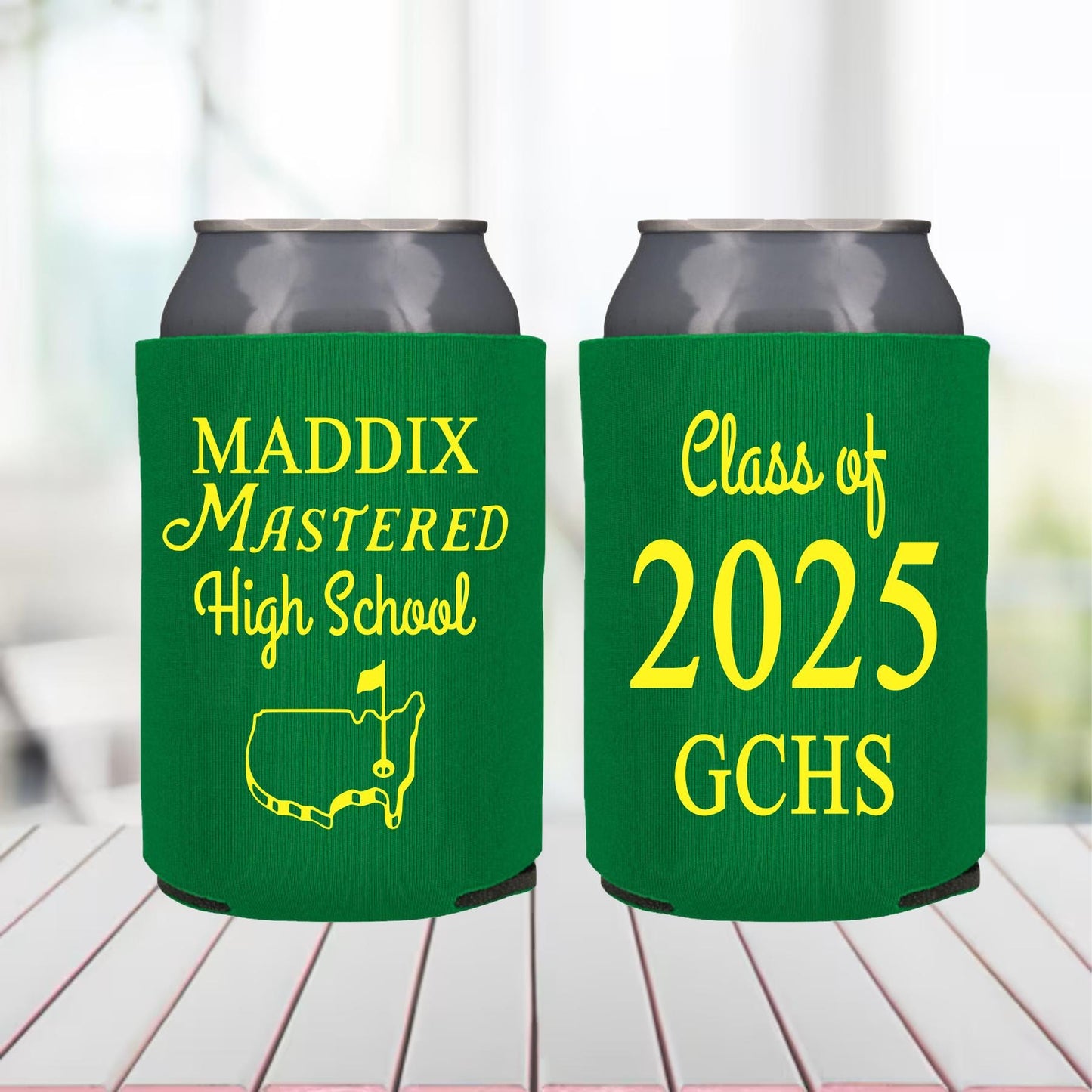 Golf Graduation Party Favor: Personalized Can Cooler