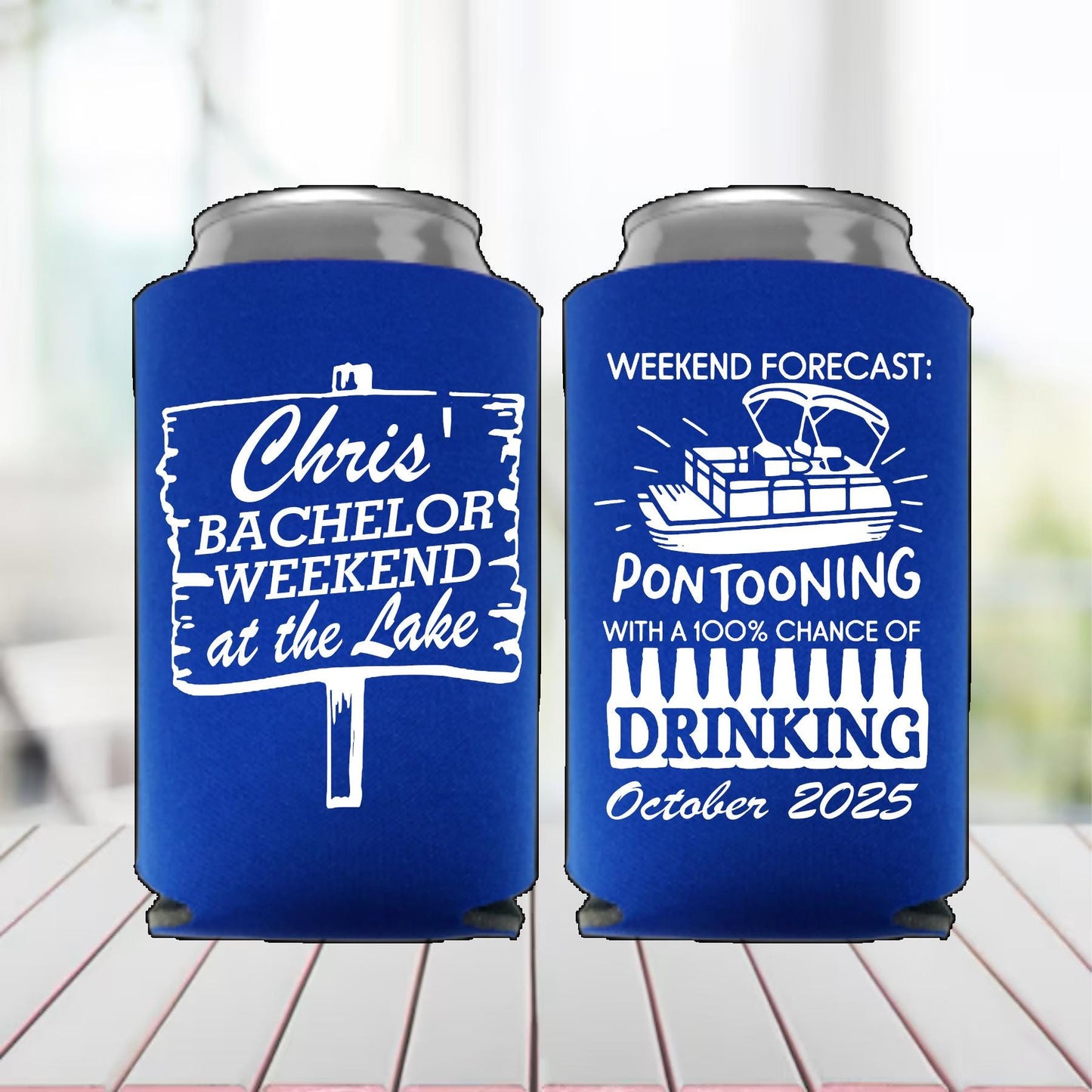 Personalized Boating Can Cooler: Bachelor Party Lake Favor