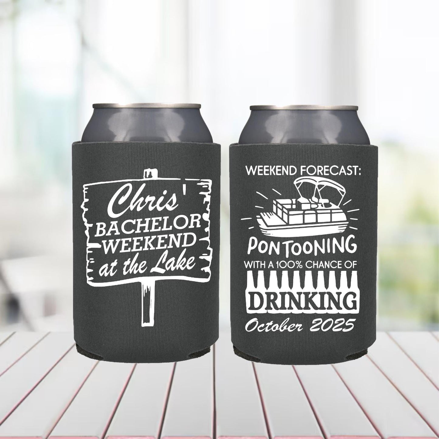 Personalized Boating Can Cooler: Bachelor Party Lake Favor