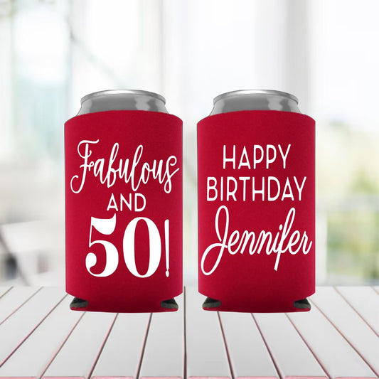 Fabulous and 50 50th Birthday Can Coolers 50 and Fabulous Cheers to 50 Years Birthday Party Can Coolers Can Coolers for 50th Birthday Favor