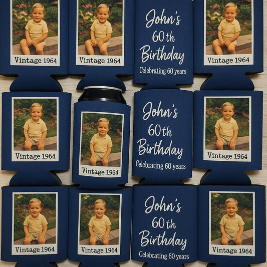 Birthday Party Favor, Vintage 1985 Photo Can, Personalized Birthday Can Cooler,40th Birthday Cans, Custom Beer Sleeves, Forty AF Party Favor