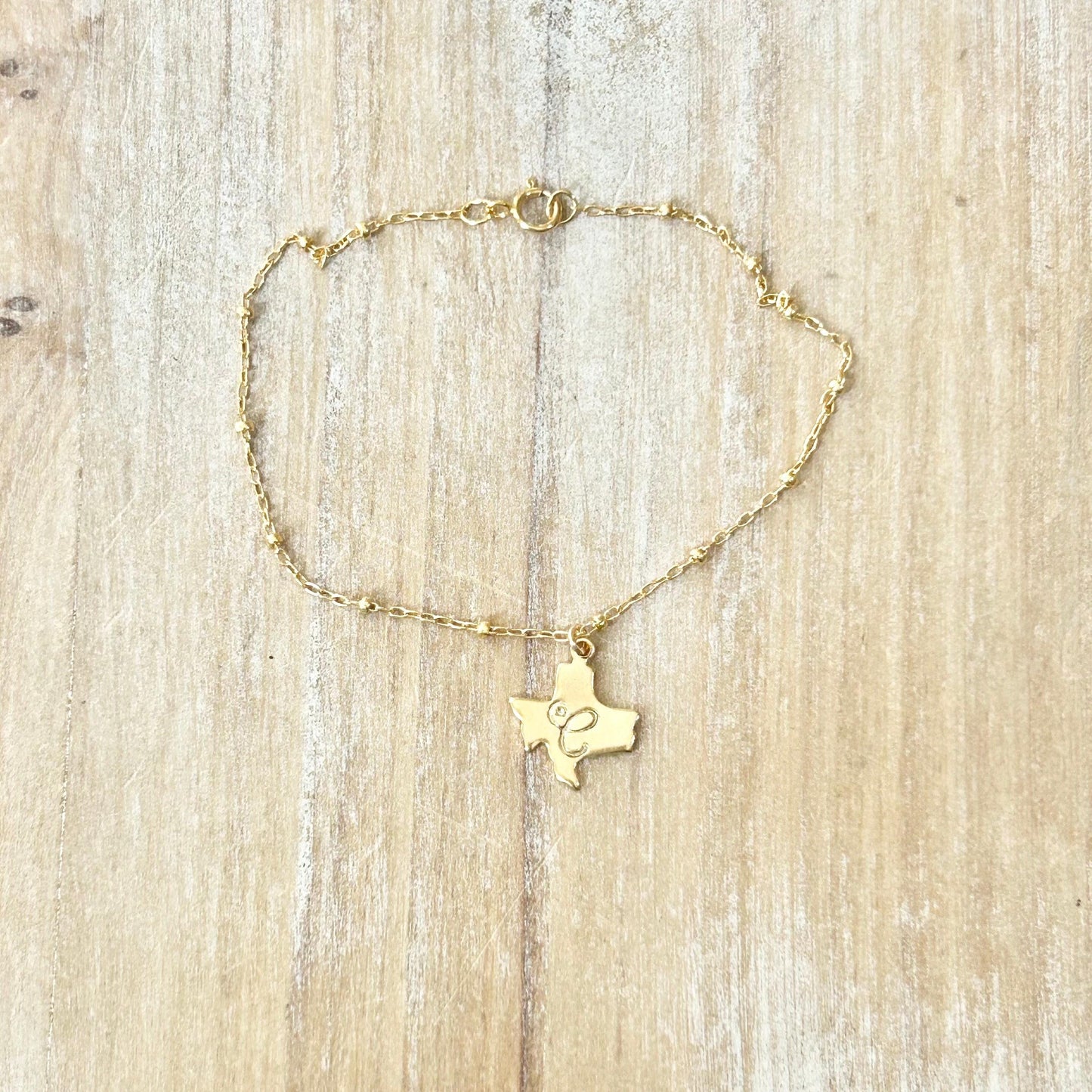 Dainty Texas Initial Bracelet – 14K Gold Filled, Personalized Gift